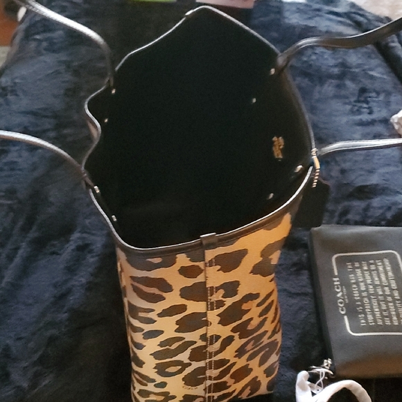 Coach Leopard Print Tote - Tan and Black - Picture 7 of 9